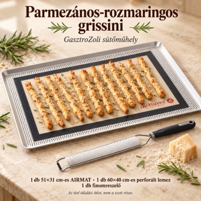 Parmezános-rozmaringos grissini – GN AIRMAT és 60×40 cm-es sütőlemez szett