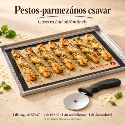 Pestos-parmezános csavar – nagy AIRMAT és Martellato sütőlemez szett