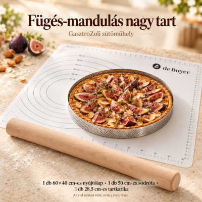 Fügés-mandulás nagy tart – előrajzolt nyújtólapos piteszett