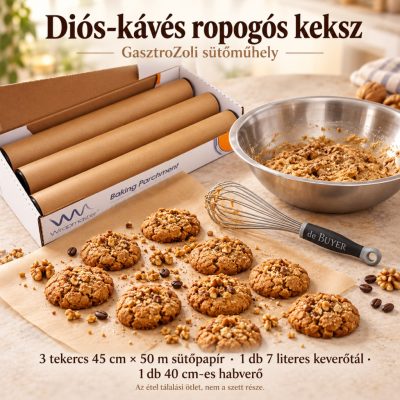 Diós-kávés ropogós keksz – 3 tekercses Wrapmaster 45 cm-es műhelyszett