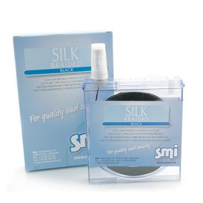 SMI Silk braided nem felszívódó sebészeti varrófonal orsón, USP 3/4 (EP 6), 80 m, fekete, Ref: 8060