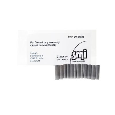 SMI crimp hüvely keresztszalag-rekonstrukcióhoz (kutya), sebészeti acél, 10 mm, 12 db/doboz, Ref: ZC00010
