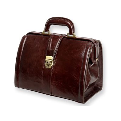 VALIGETTA prémium bőr orvosi táska 34 x 18 x 22 cm - barna