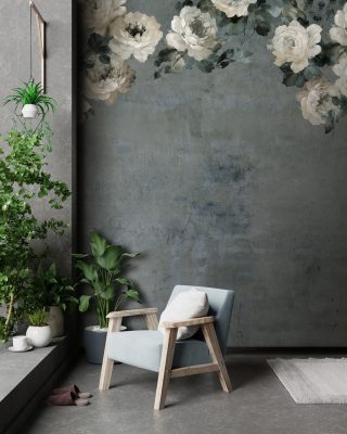 Feature Walls - Vintage rózsás zöld tapéta 2,12x2,8m 