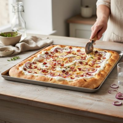 Pizzasütő tepsi 60 x 40 x 2 cm, kerekített peremű varrat nélküli alumínium