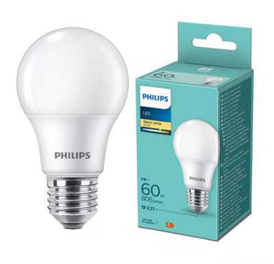 Philips E27 LED 8W 806lm 2700K melegfehér 180° - 60W LED izzó
