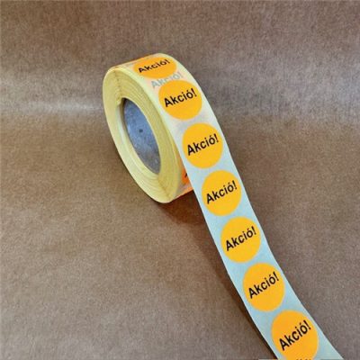20mm körcímke - neon narancs AKCIÓ nyomat 1000 db/40gy