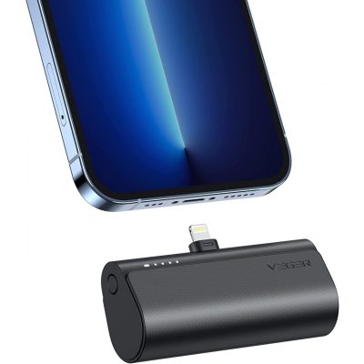 Veger PlugOn Lightning - 5000mAh Power Bank beépített USB Lightning csatlakozóval Apple termékekhez, 1x 20W / PD3.0