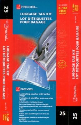 GBC BadgeMates poggyászcímke készítő készlet - 64 x 108 mm méretű, 25 készlet / csomag (GBC 41675E)