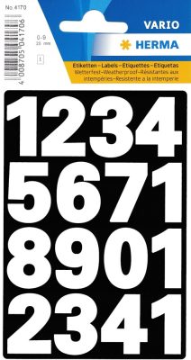 Herma Vario No. 4170 fehér színű, 25 mm magasságú, időjárásálló öntapadó számok, karakterek: 0-9 - kiszerelés: 1 ív / csomag (Herma No. 4170)