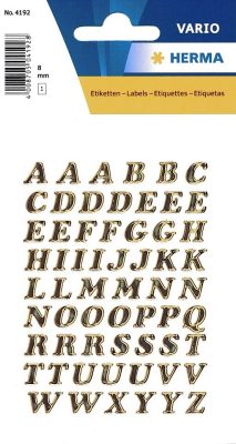 Herma Vario No. 4192 arany színű, 8 mm magasságú, öntapadó betűk, karakterek: A-Z - kiszerelés: 1 ív / csomag (Herma No. 4192)