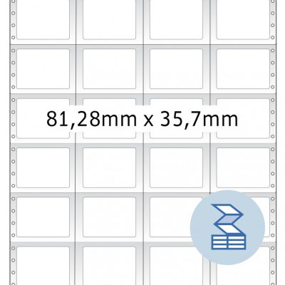 Herma No. 8242 fehér színű 81,28 x 35,7 mm méretű, 4 pályás, mátrix nyomtatóval nyomtatható, öntapadó leporellós címke, permanens ragasztóval - kiszerelés: 16000 címke / doboz