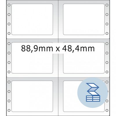 Herma No. 8226 fehér színű 88,9 x 48,4 mm méretű, 2 pályás, mátrix nyomtatóval nyomtatható, öntapadó leporellós címke, permanens ragasztóval - kiszerelés: 6000 címke / doboz