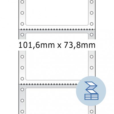 Herma No. 8203 fehér színű 101,6 x 73,8 mm méretű, 1 pályás, mátrix nyomtatóval nyomtatható, öntapadó leporellós címke, permanens ragasztóval - kiszerelés: 2000 címke / doboz