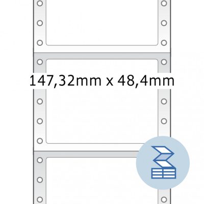 Herma No. 8293 fehér színű 147,32 x 48,4 mm méretű, 1 pályás, mátrix nyomtatóval nyomtatható, öntapadó leporellós címke, permanens ragasztóval - kiszerelés: 6000 címke / doboz