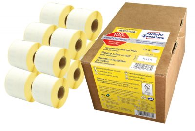 Avery Zweckform No. AS0722420 fehér színű 54 x 101 mm méretű, nyomtatható öntapadós tekercses csomag címke, permanens ragasztóval - kiszerelés: 220 címke / tekercs, 12 tekercs / doboz