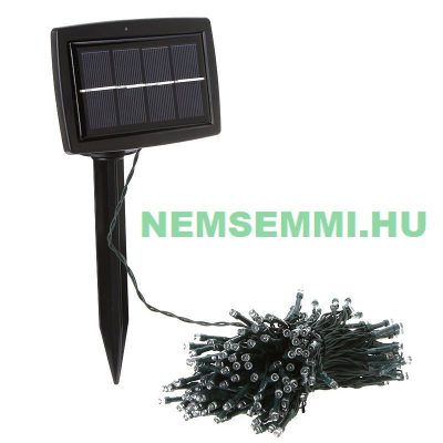 Napelemes lámpafűzér fényfűzér lámpasor kerti vagy karácsonyi világítás 200 meleg fehér LED akkumulátor, alkonykapcsoló ledfűzér