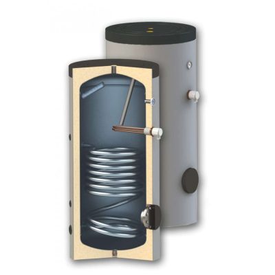 150 literes SunSystem 1 hőcserélős álló, indirekt tároló fűtés vagy napkollektor számára. Használati melegvíz bojlert, üvegkerámia bevonat HMV