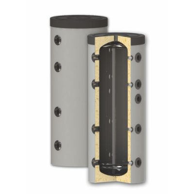 Fűtési keskeny puffer tartály - hőcserélő nélküli 200 literes tartály melegvíz tárolás céljára. Sunsystem PS 200