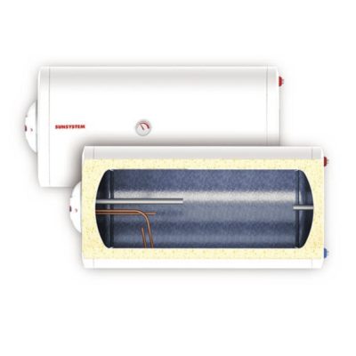 Fekvő 100 literes SunSystem BB típusú elektromos melegvíz tároló Vízszintes fali bojler HMV 2kW fűtőbetéttel
