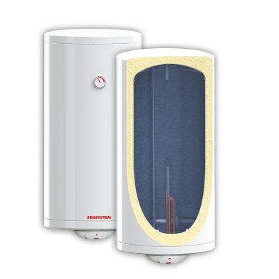 120 literes SunSystem BB típusú bojler beépített 3kW fűtőbetéttel. Használati melegvíz tároló zománcozott tartály HMV