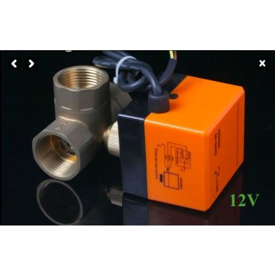12V motoros szelep 3 járatú zónaszelep keverőszelep váltószelep DN25 1" BB csatlakozók kisfeszültségű motoros oda-vissza kapcsolás