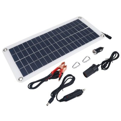 12V 10W napelemes töltő szivargyújtó csatlakozó és csipeszes kábel 5V USB kimenettel mobil és autó töltés lakókocsi hajó számára