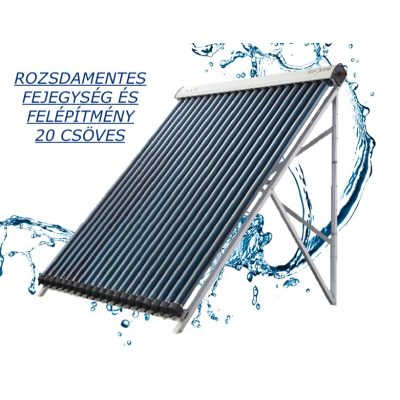 20 csöves vákuumcsöves rozsdamentes Heat Pipe szolár napkollektor 20 db vákuumcső + Hőtükör Jó ár és 6 év garancia!