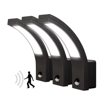 Mozgásérzékelős állítható kültéri LED lámpa 3 db 15W fekete kültéri fali LED lámpa PIR érzékelővel 1100 lm IP54