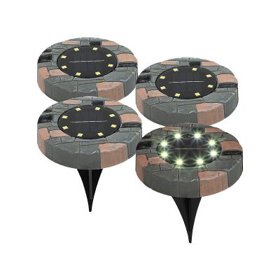 Napelemes térkő 4 darabos napelemes világítás 8 LED-del, meleg fehér fényű fénydekoráció