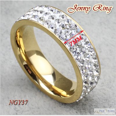 Arany színű nemesacél gyűrű cirkónia kristályokkal