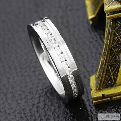 Ezüst színű nemesacél gyűrű cirkónia kövekkel-10