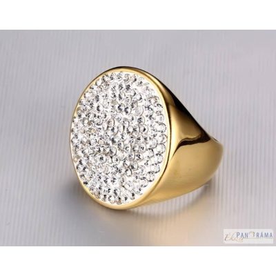 Arany színű nemesacél gyűrű cirkónia kristályokkal