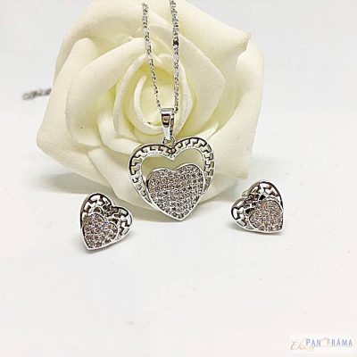  Nyaklánc és fülbevaló, Gold Filled white szett - Lolita