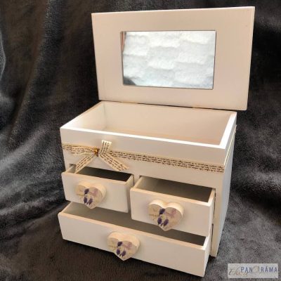 Fa ékszertartó 3 fiókos - levendulás