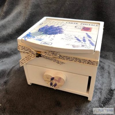 Fa ékszertartó 1 fiókos - levendulás