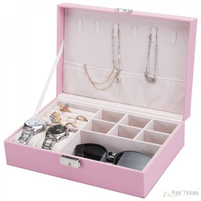 Ékszertartó bőrönd doboz (zárható)