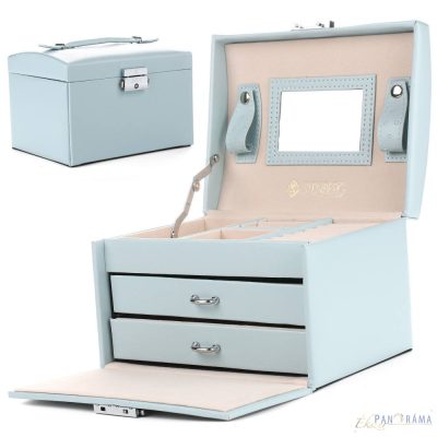 Ékszertartó bőrönd (zárható) világos kék