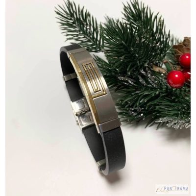 Férfi nemesacél kaucsuk karkötő - Roland