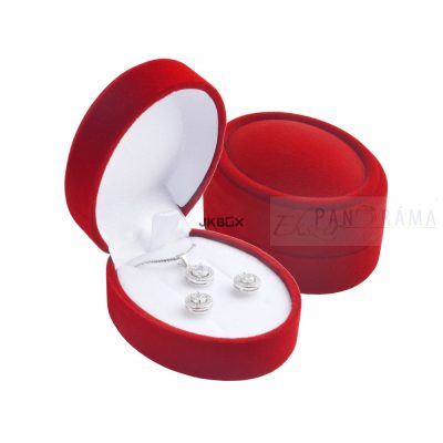 Díszdoboz, bársony, piros - Ovál