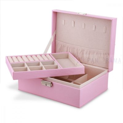 Ékszertartó bőrönd doboz (zárható)