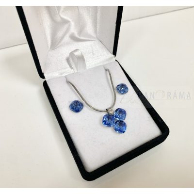 Swanis® kristályos fülbevaló és nyaklánc szett- sapphire