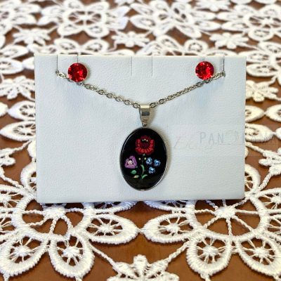 Swanis® kristályos kalocsai szett - Folklór black S