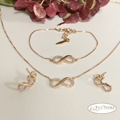  18k gold Filled nyaklánc, karkötő és fülbevaló szett - forever