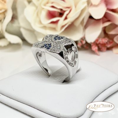 White Gold Filled kristályos gyűrű - Love