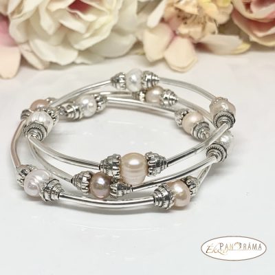 Folyami gyöngy karkötő több soros- krém