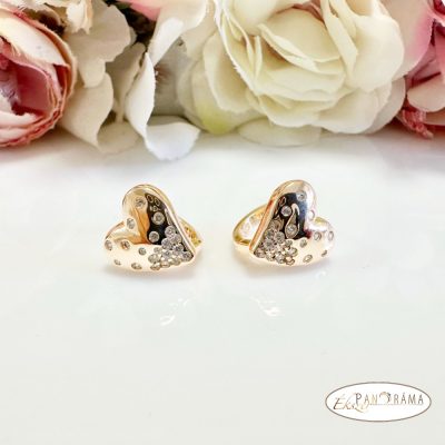 18K Gold Filled, antiallergén kapcsos fülbevaló kristályokkal- Heart