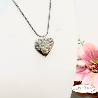Nemesacél nyaklánc kristályos szív medállal - Loves 
