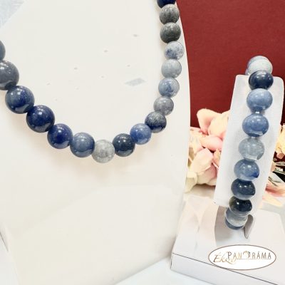 ÁSVÁNYKŐ NYAKLÁNC ÉS KARKÖTŐ SZETT - KÉK AVENTURIN