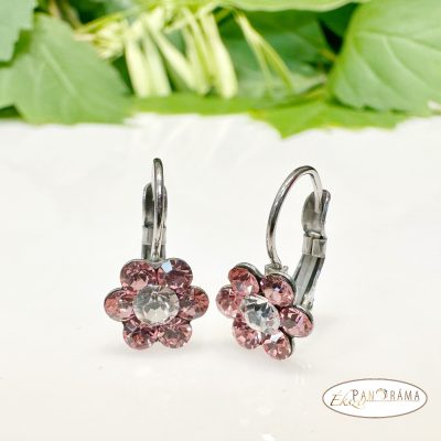 SWANIS® kristállyal készült francia kapcsos fülbevaló- Flower rose-white